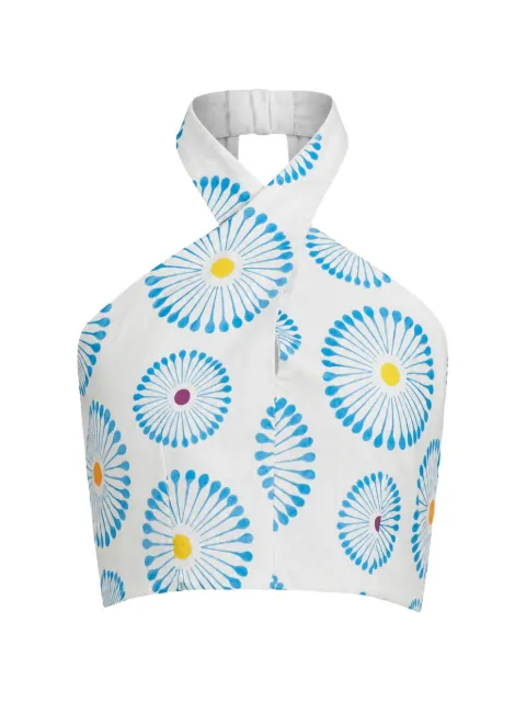Cala de la Cruz Ivy floral-print halterneck top White 25C284