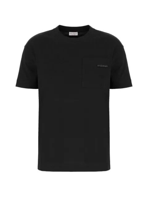 Brunello Cucinelli Monili-embellished chest-pocket T-shirt Black M0T81EC7108C101