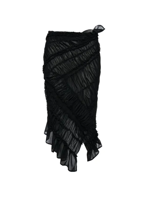 Magda Butrym ruffled ruched midi skirt Black 102526