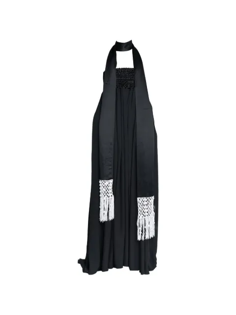 Maria McManus fringed scarf-detail maxi gown Black DR047NST
