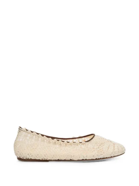 Magda Butrym crochet-knit round-toe ballet flats Neutrals 508526