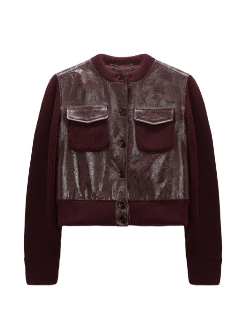 Dorothee Schumacher leather-panelled knitted jacket Red 544802