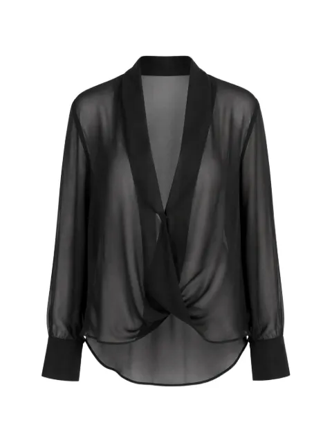 SA SU PHI criss-cross sheer shirt Black S26150