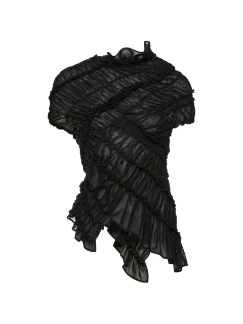 Magda Butrym ruffled ruched blouse Black 100526