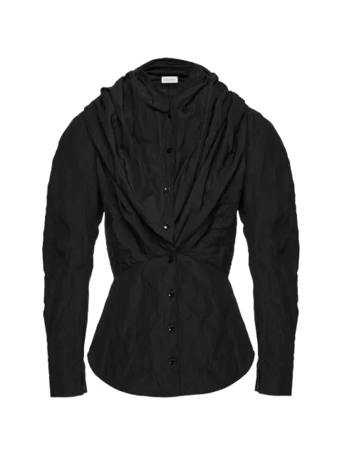 Magda Butrym draped hooded shirt Black 106526