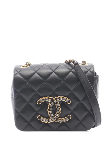 CHANEL Pre-Owned 2021-2026 Mini Quilted Lambskin CC Crystal Full Flap crossbody bag Black A972OXMWTEALA92T