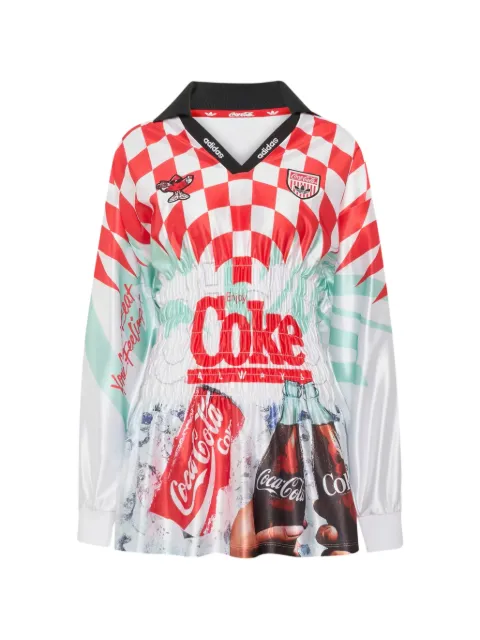 adidas x Coca-cola mash up smocked jersey White KY7547
