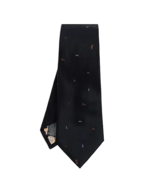 Paul Smith letter-embroidered silk tie Black M1A0TIEW41795
