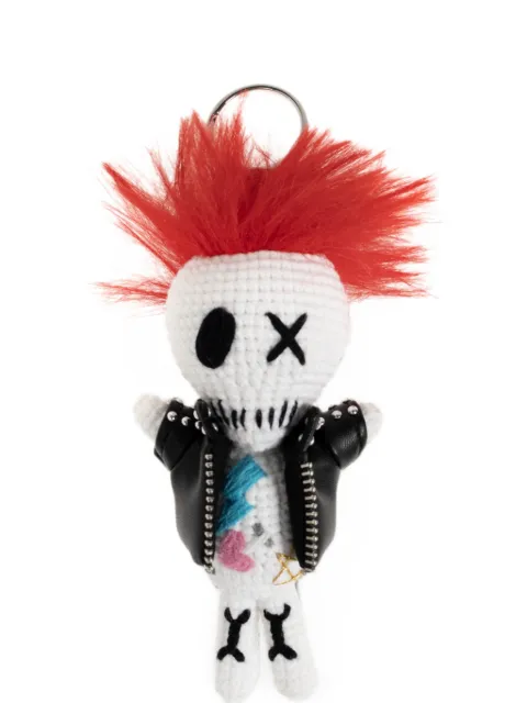 Alexander McQueen crochet-knit studded bag charm White 8746111AAW5