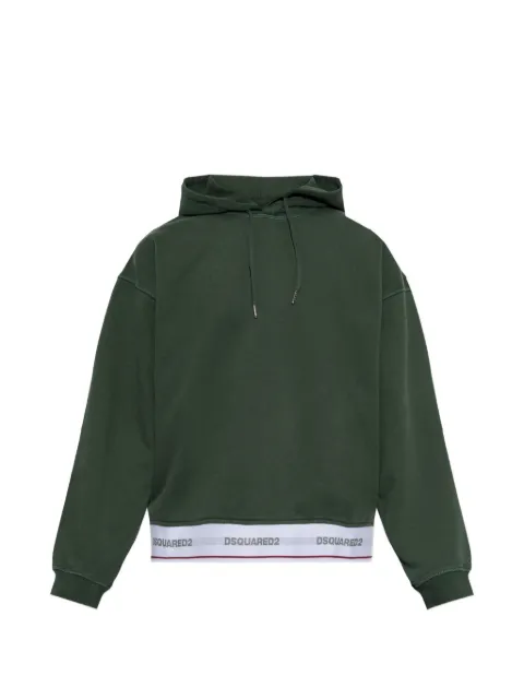 DSQUARED2 logo-tape drawstring hoodie Green S71GU0768D25028