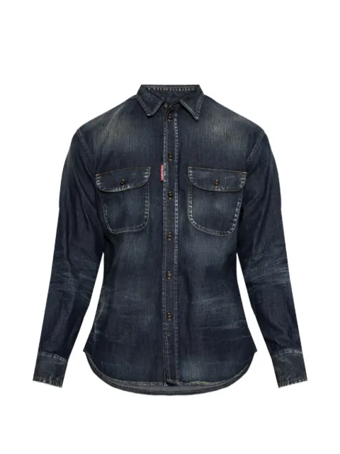 DSQUARED2 faded leather-patch denim shirt Blue S71DM0858S30341