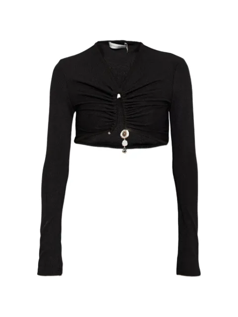 Christopher Esber droplet crystal-pendant ruched top Black 260213100