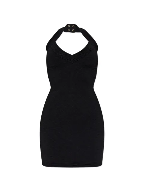 Balmain jacquard halterneck mini dress Black HF1R5202KJ95
