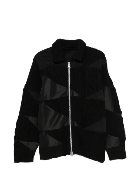 sacai patchwork cable-knit cardigan Black 2604113M