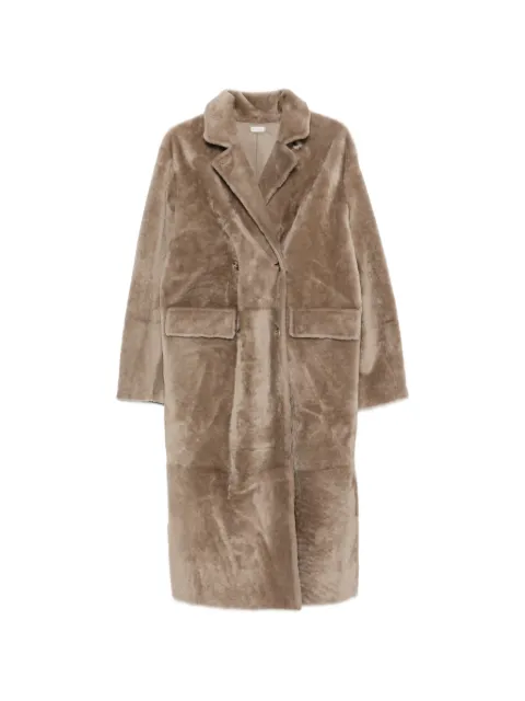 Utzon double-breasted reversible shearling coat Neutrals 51260CHIKA