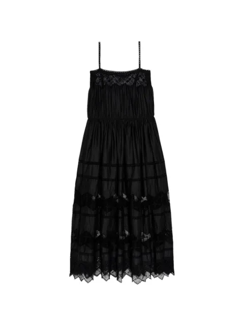 The Great. Rosette crochet-trim midi dress Black D1078946