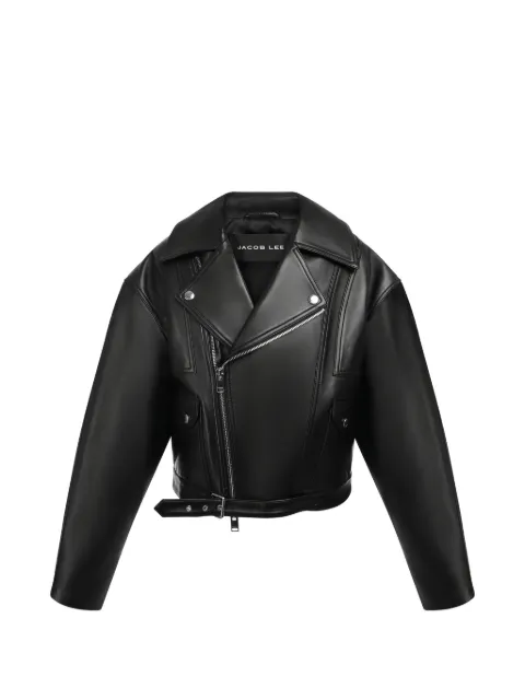 Jacob Lee belted leather biker jacket Black WLJ0127SS26B