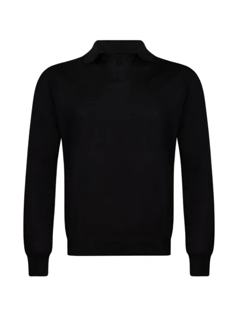 Gran Sasso fine-knit polo-collar sweater Black 4318914513099