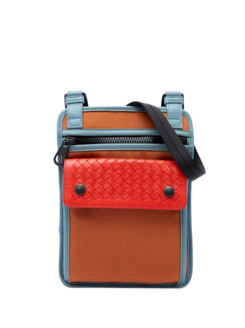 Bottega Veneta Pre-Owned 2012-2026 Nappa Intrecciato Trimmed Nylon High Tech crossbody bag Orange X5KPGH9VCM37UDCP