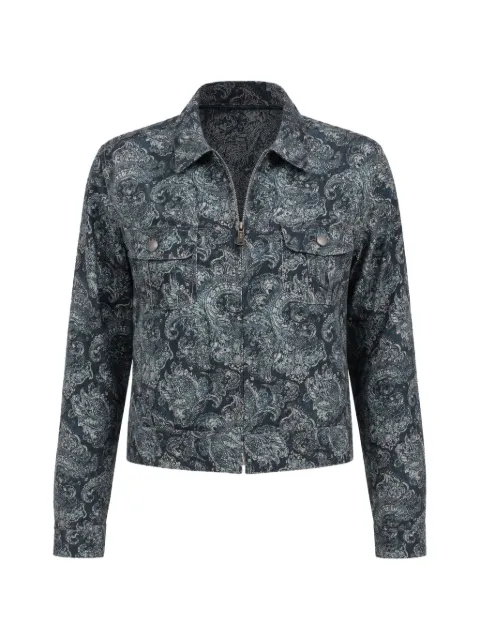 R13 paisley-pattern cropped shirt jacket Blue R13WR404