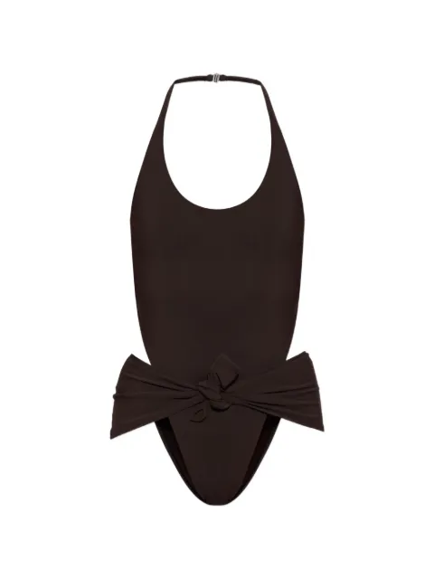 Alaïa knot-detail cut-out swimsuit Brown AA9W0095J105D