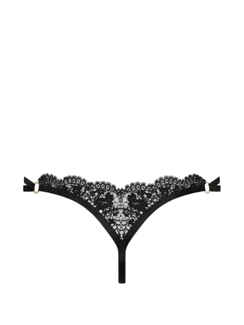 Maison Close lace ring-detail thong Black 561605