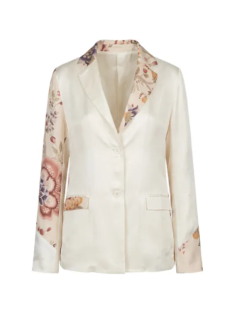 Avant Toi floral-print silk-blend blazer Neutrals 226SD2420TWIV