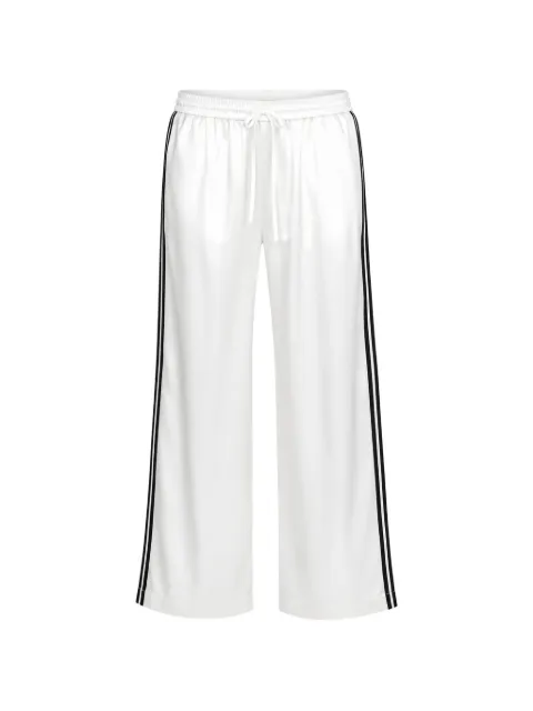 Sprwmn Athletic side-stripe wide-leg silk track pants White BTM022SLK9