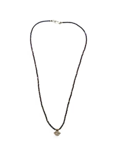 Madison Kiss lip-pendant beaded necklace Black MBH1010