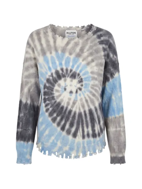kujten cashmere tie-dye distressed-effect sweater Grey F2039