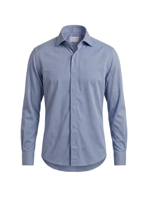 Xacus concealed-placket long-sleeve shirt Blue ACT558ML31634