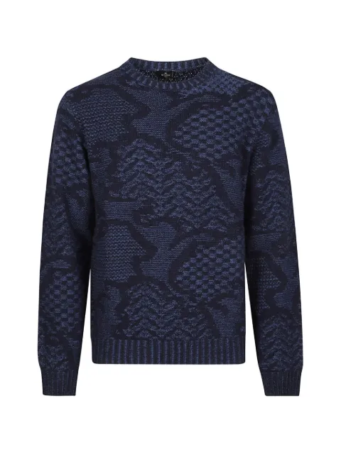 ETRO geometric-pattern wool sweater Blue MRKF0096AU11F