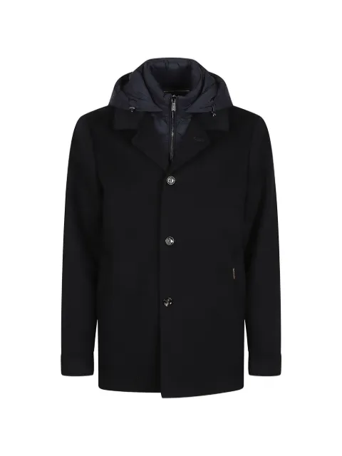Moorer hooded wool single-breasted coat Blue MOUGI101289TEPA209