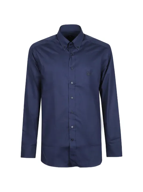 ETRO Pegaso-embroidered button-down shirt Blue MRIB0004AV11P