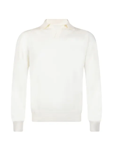 Gran Sasso fine-knit polo-collar sweater White 4318914513005