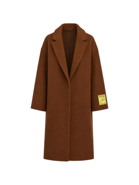 Essentiel Antwerp logo-patch single breasted coat Brown KELP