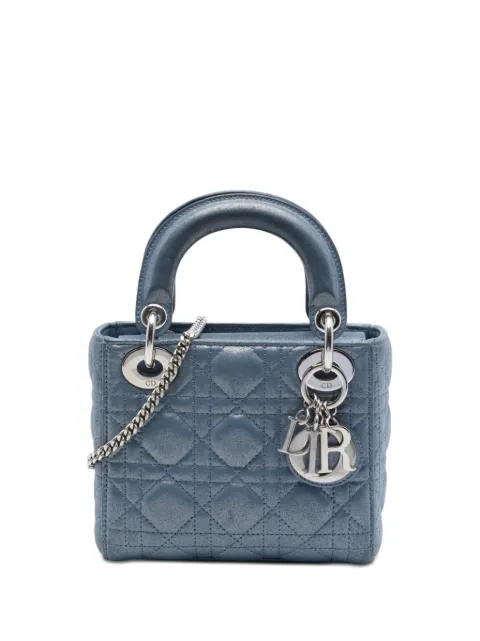 Christian Dior Pre-Owned 2015 Mini Iridescent Lambskin Cannage Lady Dior satchel Blue VSMFF1VLNLTW0B56