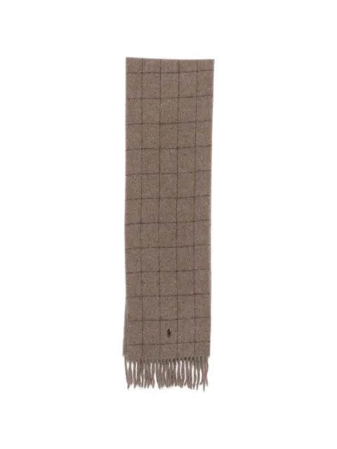 Polo Ralph Lauren windowpane-check fringed scarf Neutrals 449865512011