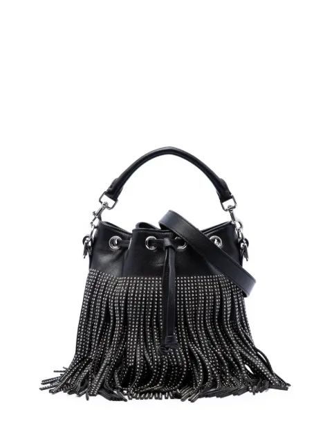 Saint Laurent Pre-Owned 2014 Small Studded Calfskin Emmanuelle Fringe bucket bag Black TR2N2EPOI67Y6DNH