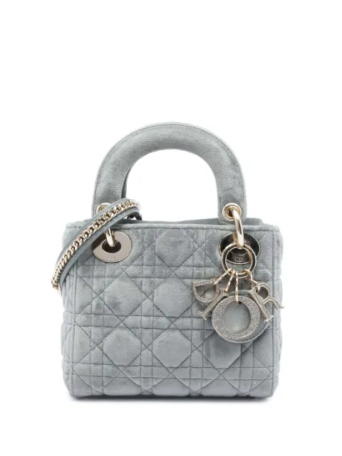 Christian Dior Pre-Owned 2019 Mini Velvet Cannage Lady Dior satchel Grey TQRUYWR4II2NBS6H