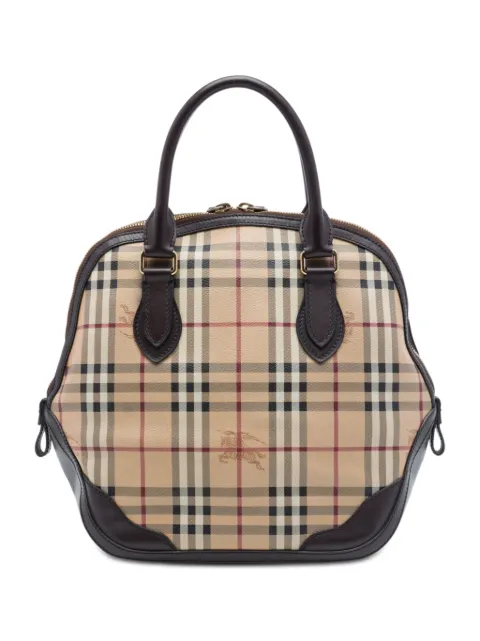 Burberry Pre-Owned 2010-2012 Medium Haymarket Check Coated Canvas Orchard Bowling Bag satchel Neutrals R1BWGEI9MTAA2A08