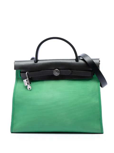 Hermès Pre-Owned 2018 Military Toile and Vache Hunter Herbag Zip 31 satchel Black PENLSR6V0PIU941B