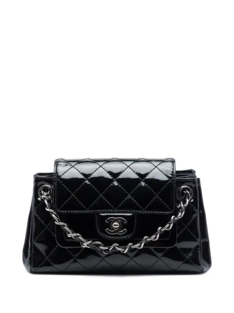CHANEL Pre-Owned 2005-2006 Small CC Quilted Patent Accordion Double Flap shoulder bag Black O1RD2271OHL2JOGG