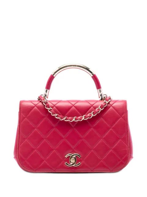 CHANEL Pre-Owned 2017-2018 Small Quilted Lambskin Carry Chic Flap satchel Pink NUKCIE1THLYPHS31