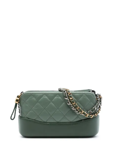 CHANEL Pre-Owned 2018 Aged Calfskin Gabrielle Double Zip Clutch with Chain crossbody bag Green KYK90CCT6YEI4487