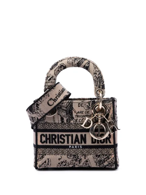 Christian Dior Pre-Owned 2023 Mini Embroidered Canvas Plan de Paris Lady D Lite satchel Neutrals IWSFGBLV3KC1VYKY
