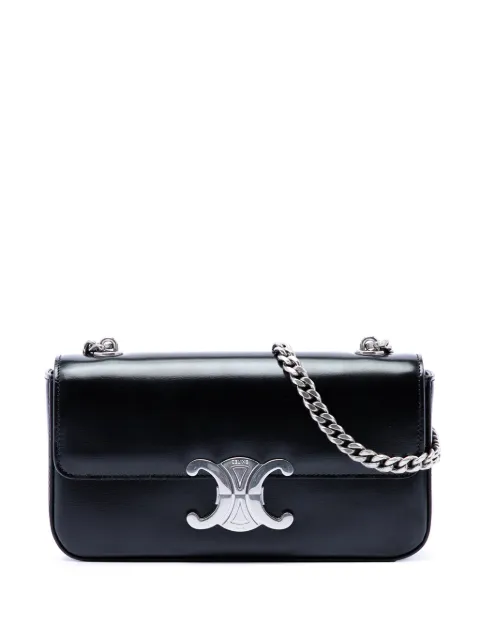Celine Pre-Owned 2023 Shiny Calfskin Triomphe Claude shoulder bag Black I2ROWW6E5AL6FBS4