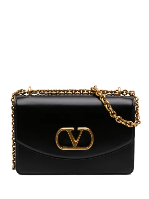 Valentino Garavani Pre-Owned 2018-2026 Small Shiny Calfskin VLogo Vain crossbody bag Black G4MZ7R64VWFAO0Z3