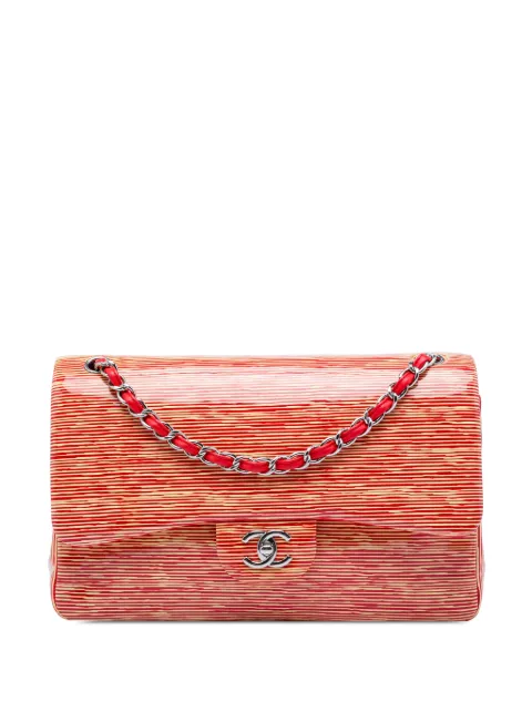 CHANEL Pre-Owned 2013-2014 Jumbo Classic Patent Striped Double Flap shoulder bag Red FD3V6XEX6IY744BZ