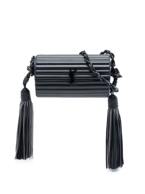 Saint Laurent Pre-Owned 2016 Ribbed Acrylic Lambskin Fringe Monogram Monochrome Opium Box Bag crossbody bag Black D4VL7QFL39FQXF2P